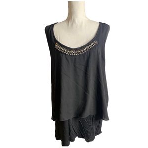 Jessica Simpson black chiffon embellished neck tank size 3X